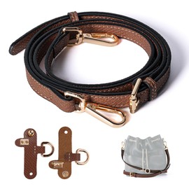 MEGAVOW Replacement Handbag Straps Leather Shoulder Strap with 2 Adapters, Adjustable Crossbody Bag Strap Making Accessories for Women's Purse Clutch Pouches Messenger Charm Length 39”-47” (Brown)