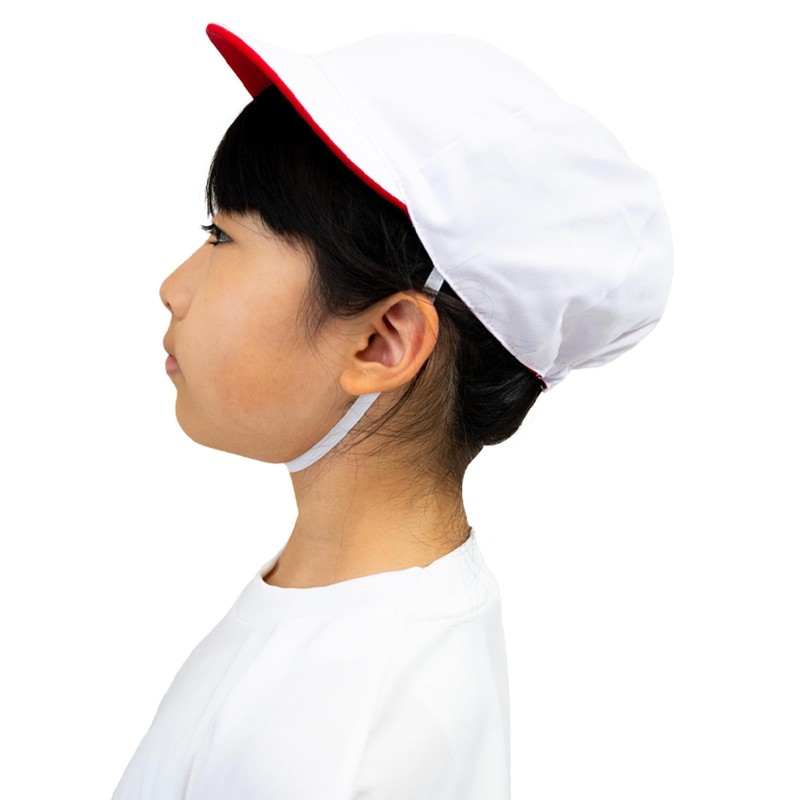 [happybeans] Girls Red and White Hat with Hanging Loop M
