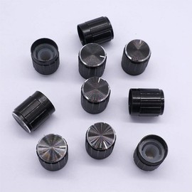 Taiss 10pcs Black Metal 6 mm Knurled Shaft Insert Dia.Potentiometer Rotary Encoder knob Switch knobs 15mm Dia. x 16mm Height