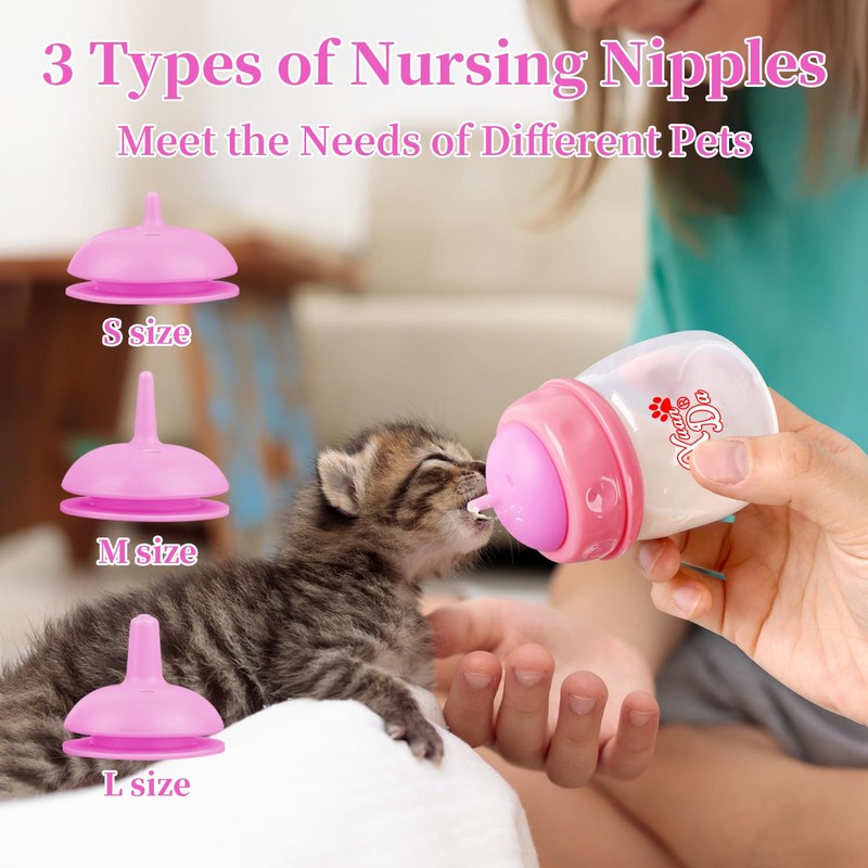 Xuanda Pet Feeding Bottle,3 Pack 60ml Nursing Bottle, 3 Sizes
