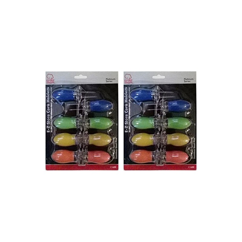 Chef Craft Interlocking Jumbo Corn Holder 4 pair (2 Packs)