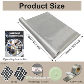 ZTTXL Faraday Fabric 43" W×39" L(Big 1 Yards)+1.18" W×314" L Faraday Tape, Faraday Military Grade Conductive Material