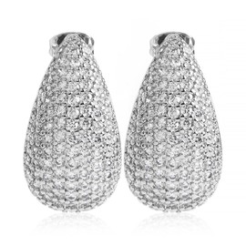 Guptue gold plated cubic zircon earrings eardrop ball stud fashion hoop earrings for women (22SN3291 silver plated)