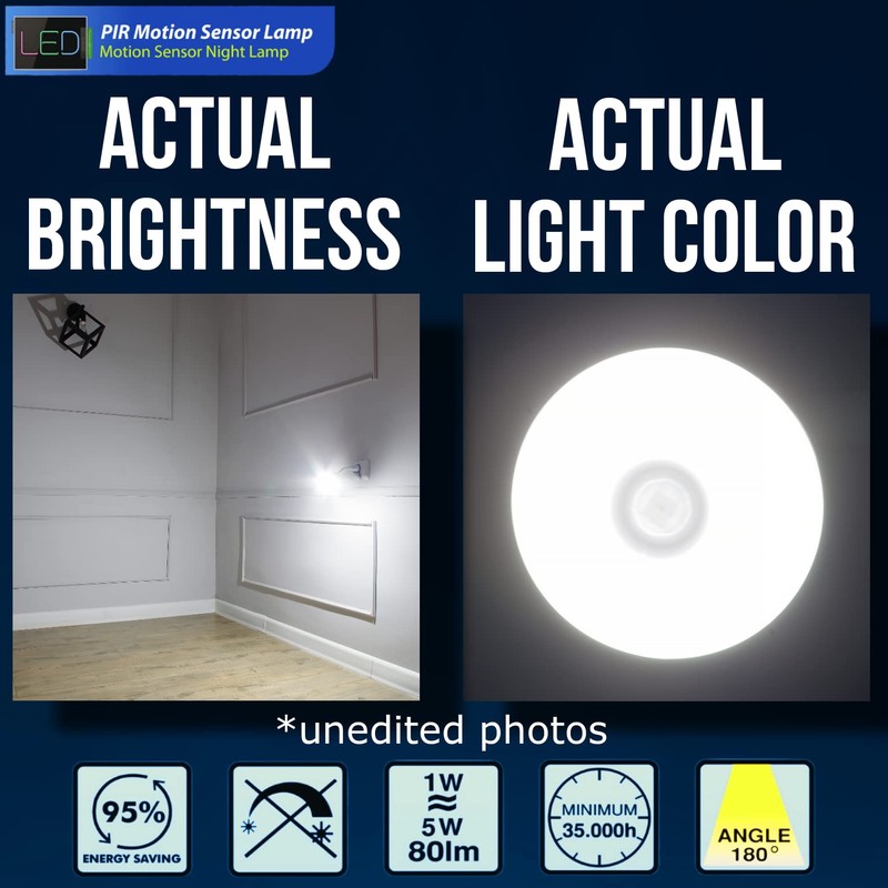 MaxFagell Motion Sensor Bright LED Night Light 6W 6500K Plug