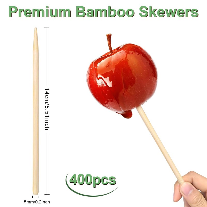 400 pcs Candy Apple Skewer Sticks, PEOUWNES 5mm 5.5 inch