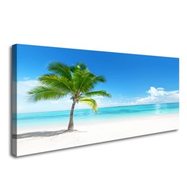 YYYYHPP YP0850 Canvas Wall Art Palm On The Beach Nature Picture Painting Beach Seascape Wall Art Prints For Bathroom Living Room Bedroom Kitchen Home and Office Wall Decor