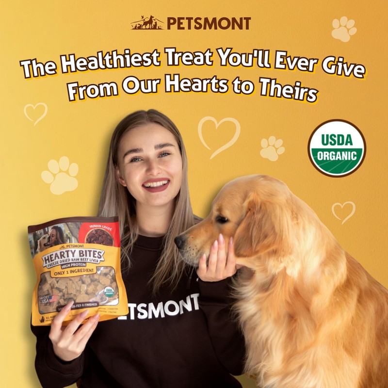 Petsmont Hearty Bites - Organic Freeze-Dried Beef Liver Dog Treats