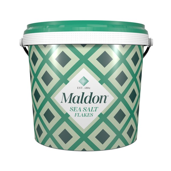 Maldon Salt, Sea Salt Flakes, 3.1 lb, Bulk Tub, Kosher, Natural, Handcrafted, Gourmet, Pyramid Crystals