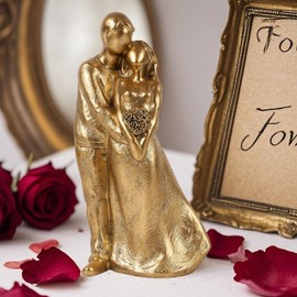 Golden Couple Resin Statue - Ideal, Decorative Sculpture for desks, Dining Tables, Bookshelves and Room Corners, Encouraging Gifts for Women