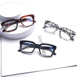 CLASAGA Progressive Multifocus Reading Glasses Retro Oversized Square Computer Readers for Women Men (3 mix color, 2.5, multiplier_x)