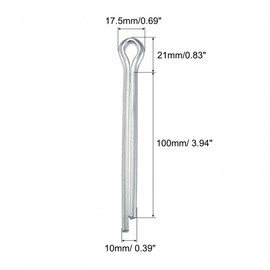 sourcing map 8 Pieces Split Split Splint 10 mm x 100 mm Carbon Steel Clip Fastener Silver