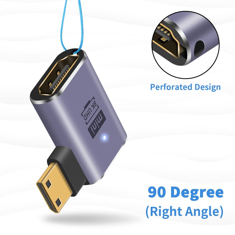 Duttek 8K Right Angled HDMI to Mini HDMI Adapter, 48Gbps