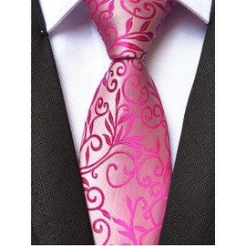 Ctskyte Men's Handmade Fuscia Ties Fashion Hot Pink Small Floral Wedding Dance Neckties