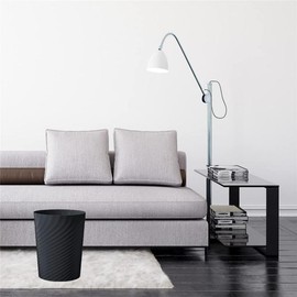 Trash Can, Plastic Small Trash Can, 1.8 Gallon Wastebasket Recycling Bin, Slim Profile Garbage Can for Compact Spaces, Bathroom, Office, Bedroom, Kitchen (Black)