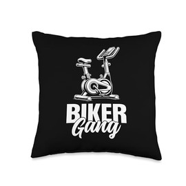 Biker Gang Indoor Spinning Cardio Training Cycle Bike Spin Throw Pillow