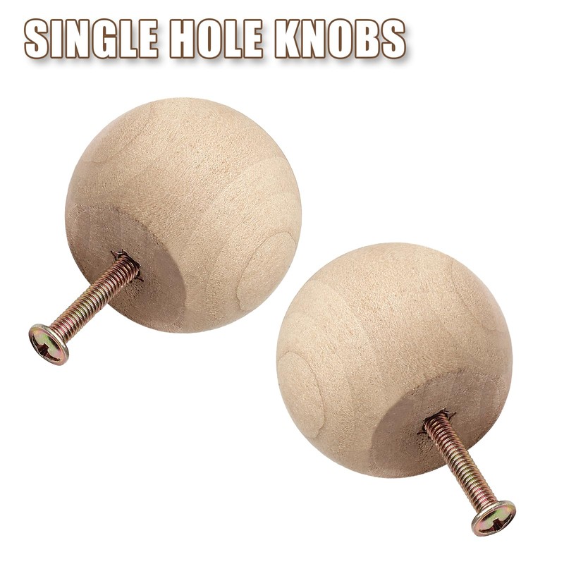 Zorfeter 20 Pcs Unfinished Wood Ball Knobs, 1-1/2 Inch Dia.