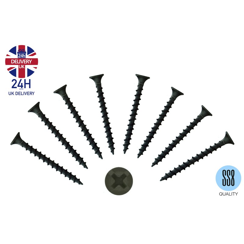 100 x 45mm Screws Black for Wood Corse Screw Plasterboard