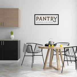 Stupell Industries Rustic Pantry Sign Text Groceries Dry Goods, Design by Daphne Polselli, White, 30 x 13