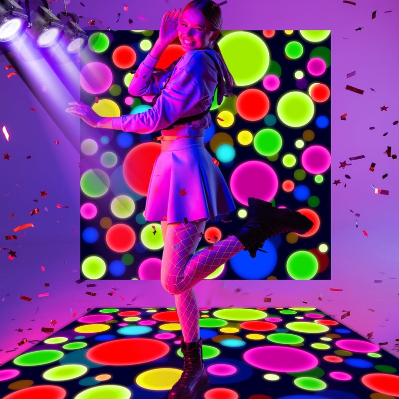 Haull 2 Pack Neon Light up Dance Floor Glow in