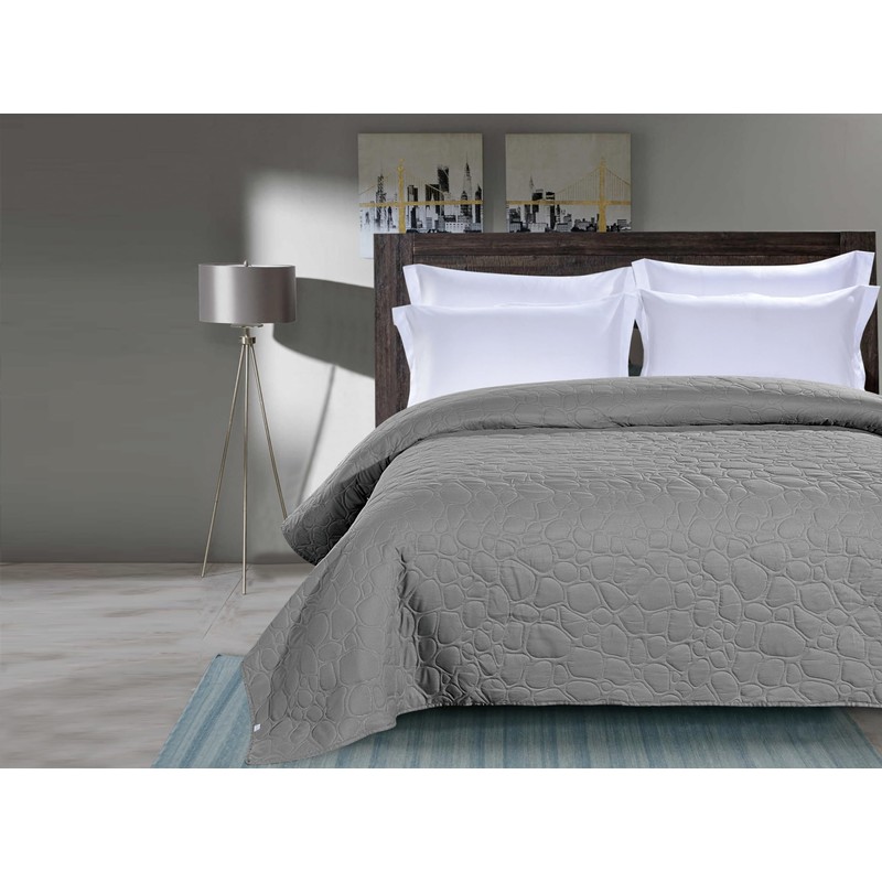 FEBE Tagesdecke Bettüberwurf Grau 220x240 cm Überwurfdecke Sofadecke Sofaüberwurf Flauschig