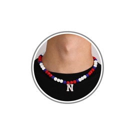 Mens Initial Necklace Baseball Necklaces for Teen Boys N Necklace Initial Beaded Rhinestone Baseball Gifts for Team Mom Coach Baseball Ice Necklace Stocking Stuffer Ideas Christmas Birthday Jewelry