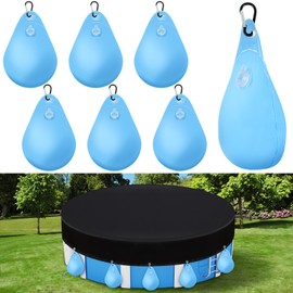 Hungdao 6 Pack Pool Cover Weights with Hooks 13.5 x 9 Inches PVC Leakproof Pool Cover Hanging Water Bags Winter Tarp Weights Swimming Antifreezing for Above Ground