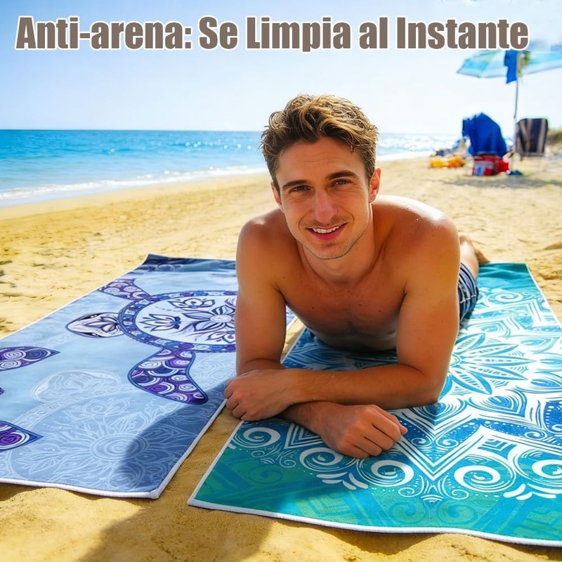 Pack de 2 Toallas de Playa de Microfibra para Adultos