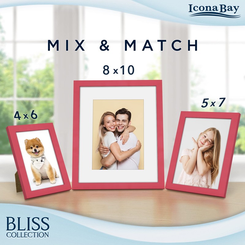 Icona Bay 4x6 (10x15 cm) Picture Frames (Red, 5 Pack),