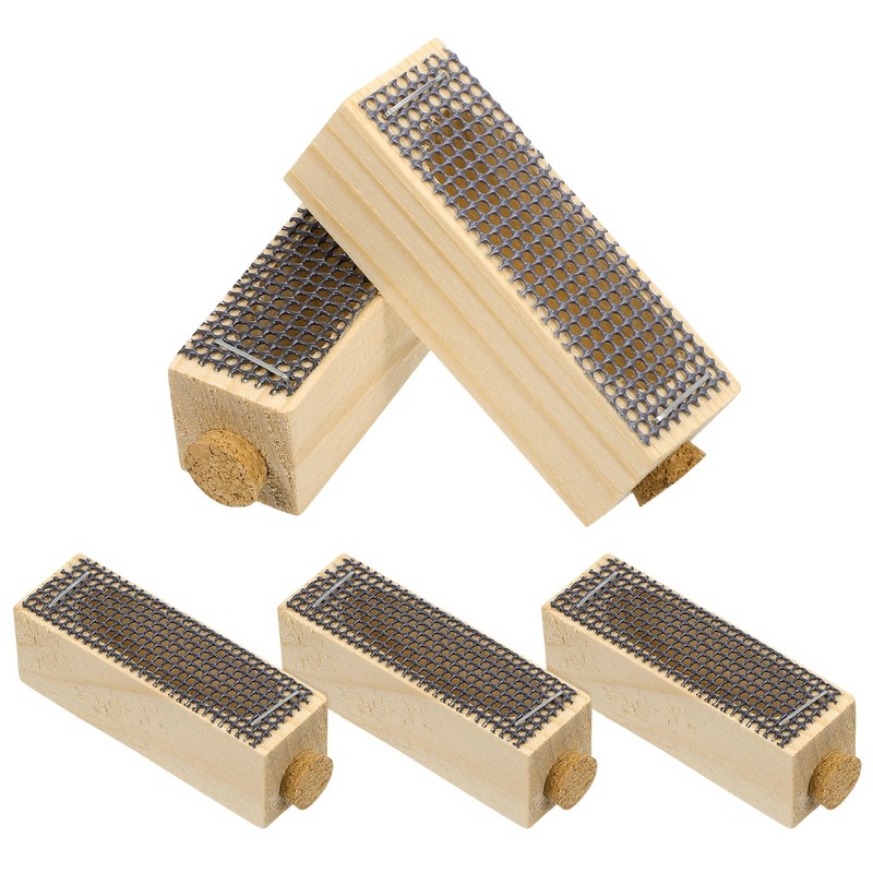 Yardwe 5pcs Wooden Queen Cages, Queen Cage Beekeeping Tools Queen
