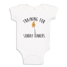 The Shirt Den Training for Sunday Dinners Pasta Baby Bodysuit One Piece NB White