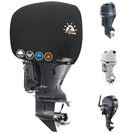 Zettum Outboard Motor Cover, 600D Boat Motor Cover Waterproof & Heavy Duty, Fade-Resistant Boat Engine Cover - Fit for Motor 25-50 HP, Black