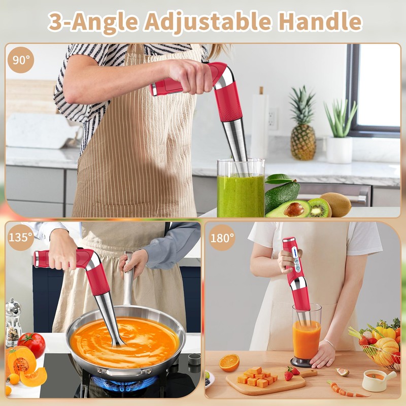 Cordless Immersion Blender Handheld: Powerful Rechargeable Electric Hand Blender, 21-Speed
