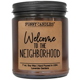 House Warming Gifts New Home Women Men Couple | Welcome to The Neighborhood Neighbor | Funny Housewarming Gift Ideas | Apartment Decor | Candles for Men, Women | Hostess Gifts for Women | Made in USA