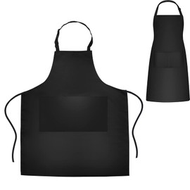 Apron, Aprons for Women Men Chef Black Kitchen Apron Adult Cooking Restaurant Aprons with Pockets Adjustable Strap 1 Pack