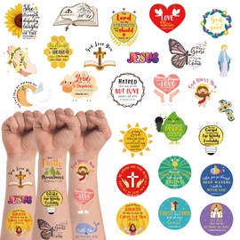 Christian Bible Verse Temporary Tattoos Stickers,20 Sheets 132 Pieces Bible Themed Tattoos Stickers Party Decoration Supplies Party favors for Kids Adults