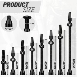 BWSHLF Tubeless Presta Valve Stem 40/44/55/60/65/80/100 mm, Super Light Alloy Presta Valve Stem Kit with Valve Core Remover Tool and Valve Stem Caps - Multiple Color and Size Options(Pair)