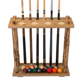 Rush Creek Creations Rustic Log 6 Billiard Cue Storage Rack, Multicolor, 26.5"L x 8.6"W x 28.75"H