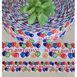 Unbranded 7/8 & 1.5" (1 YD) Happy Birthday Grosgrain Ribbon Balloons Celebration Ribbon - 1.5 inch