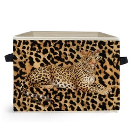 Ghoaoivo Trendy Leopard Print Storage Box Bins, Funky Cheetah with Sunglasses Collapsible Storage Basket Organizer for Bedroom Laundry Room Home Clothes Books, Decor for Room