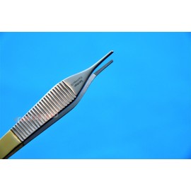 New German Grade Adson Dressing Forceps Micro 4.75" with Tungsten Carbide Inserts and Gold Handle Premium Dental Surgical Instruments Cynamed