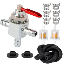 Fuel Shut Off Valve Compatible for Scag Two-Way 1/4" Barb Fittings Fits Exmark Hustler 1-633347 745059 Scag 482212, Husqvarana 539102679 with Fuel Filter Kit