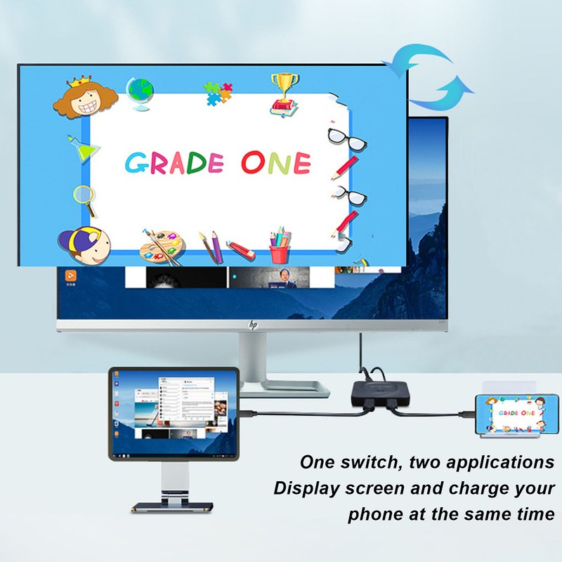 USB C Switch 2 in 1 Output Plug and Play