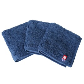 Oruta Imabari Towel Certified Handkerchief, Set of 3, Plain, Towel Handkerchief, 7.9 x 7.9 inches (20 x 20 cm), Smaller, Hand Towel, Compact, 100% Cotton, Made in Japan (Navy 3 Pieces)