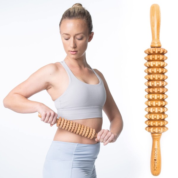 Body Back Wood Therapy Roller for Maderoterapia, Lymphatic Drainage, Cellulite Massage, and Massage Rolling, Natural Muscle Massage Stick Tool for Massage and Relaxation