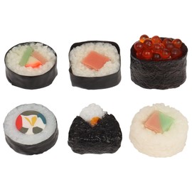 Fake Sushi 6Pcs Realistic Play Food Model Simulated Onigiri Dessert Japanese Artificial Lifelike Sushi Decoration for Home Kitchen Photography Props