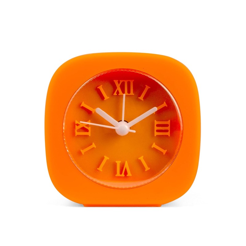 H&h Sveglia Quadrata in Gomma, 8 cm, Arancio