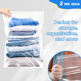 6" x 9" Large Reclosable Zip Poly Bags 500ct Clear Plastic Bags with Lock Seal Zipper Resealable Baggies Storage for Clothes,Foods,Small Business Bag