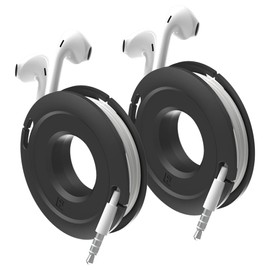 Fuse Side Winder Mini and Max Headphone, Earbud and Charging Cable Winder and Organizer Perfect for Wrapping Earbuds and Cords for Travel and Organization 2-Pack (Black, Mini)