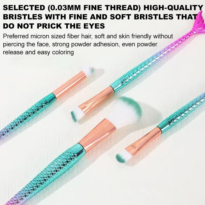 10pcs Mermaid Makeup Brush Set Women Cosmetic Brush Set Eyebrow
