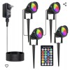 Miabiual 4 Pack Outdoor Spot Lights with Timer (4/6/8H), 24W